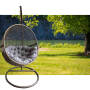 Wicker egg shape swing chair with deep golden stand (deep grey cushion)