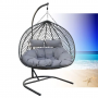 Wicker egg shape swing chair with grey stand (Grey cushion)