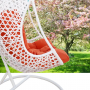 Wicker rattan swing chair with white stand (Orange cushion)