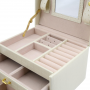 Wielopoziomowa szkatułka LELANI, kuferek na biżuterię Premium - beżowa, wzór skóry krokodyla