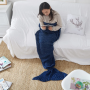 Wool knitted Mermaid tail 80*180 - dark blue