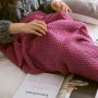 Wool knitted Mermaid tail 80*180 - dark pink