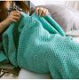 Wool knitted Mermaid tail 80*180 - green