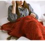 Wool knitted Mermaid tail 80*180 - red