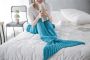 Wool knitted Mermaid tail 80*180 - turqouise