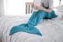Wool knitted Mermaid tail 80*180 - turqouise