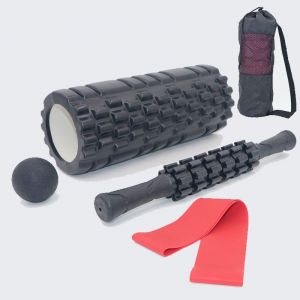 Yoga set - 33cm classic spike, massage stick and roll ball 5in1 black