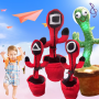 Zabawka dla dzieci - Tańczący i śpiewający kaktus SQUID GAME - czerwony trójkąt