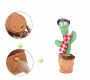 Zabawka dla dzieci - Tańczący kaktus - z czerwonym szalikiem w kratę i fioletowym kapeluszem