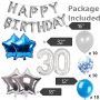 Zestaw balonów na 30-ste urodziny - srebrno - niebieski 45 sztuk