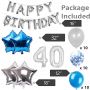 Zestaw balonów na 40-ste urodziny - srebrno - niebieski 45 szt.